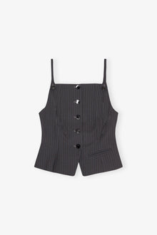 Dark Grey Stripe Suiting Vest Top | Phantom