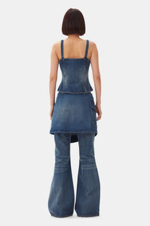 Dark Heavy Washed Denim Top | Mid Blue Vintage