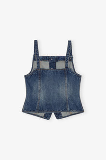 Dark Heavy Washed Denim Top | Mid Blue Vintage