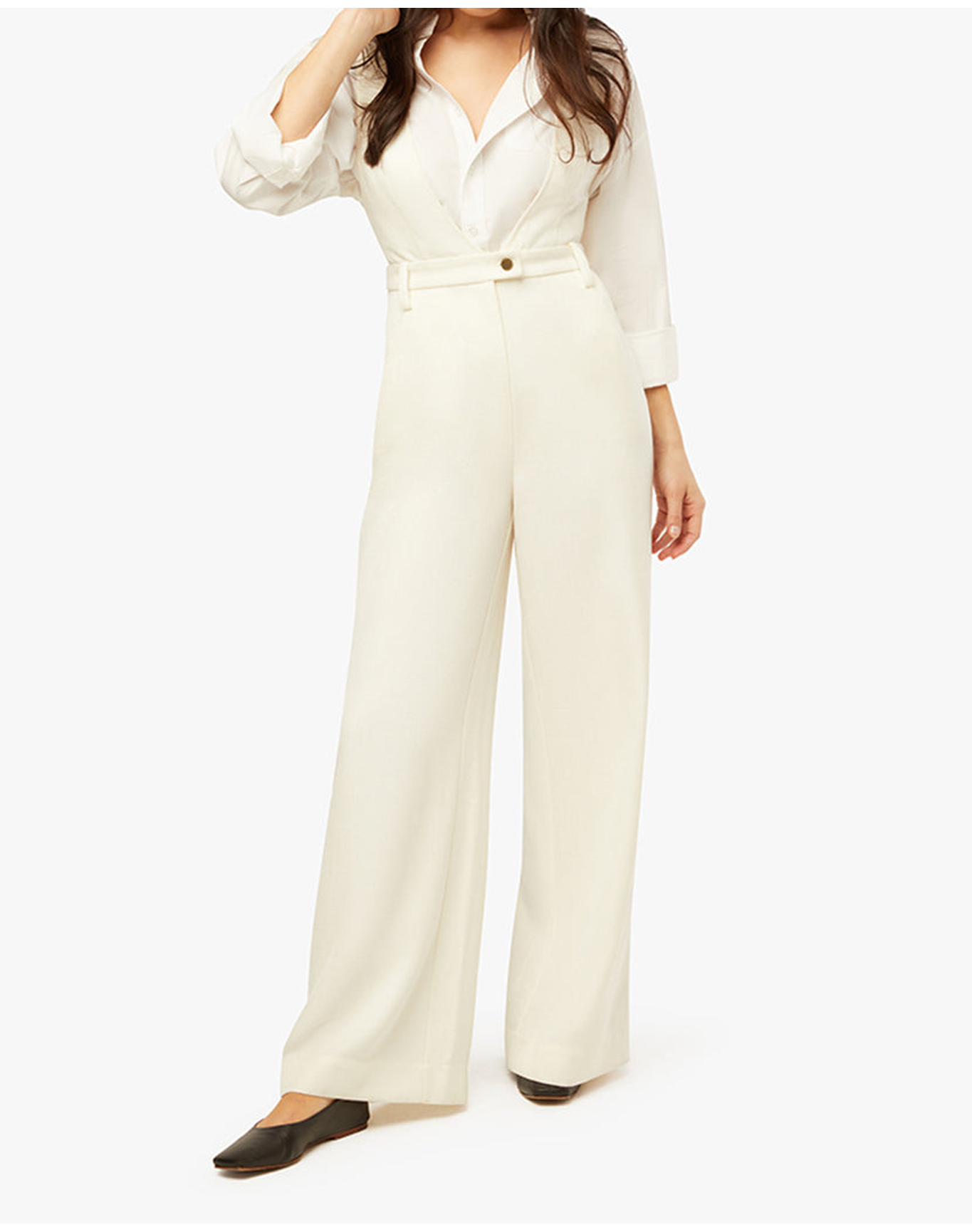 Deep V Flare Overall | Ivory