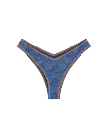 Delilah Denim Flatlock Bikini Bottom | Dark Wash