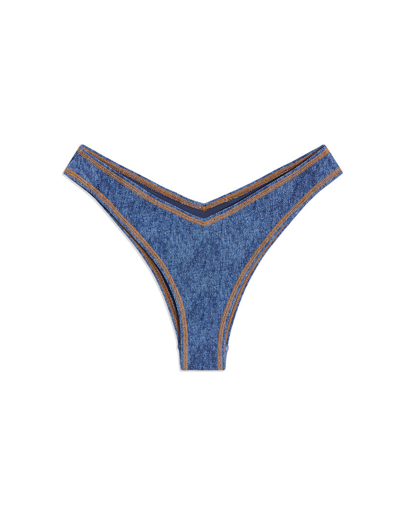 Delilah Denim Flatlock Bikini Bottom | Dark Wash