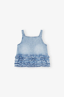 Denim Frill Top | Light Blue Stone