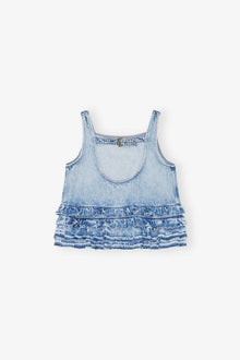 Denim Frill Top | Light Blue Stone