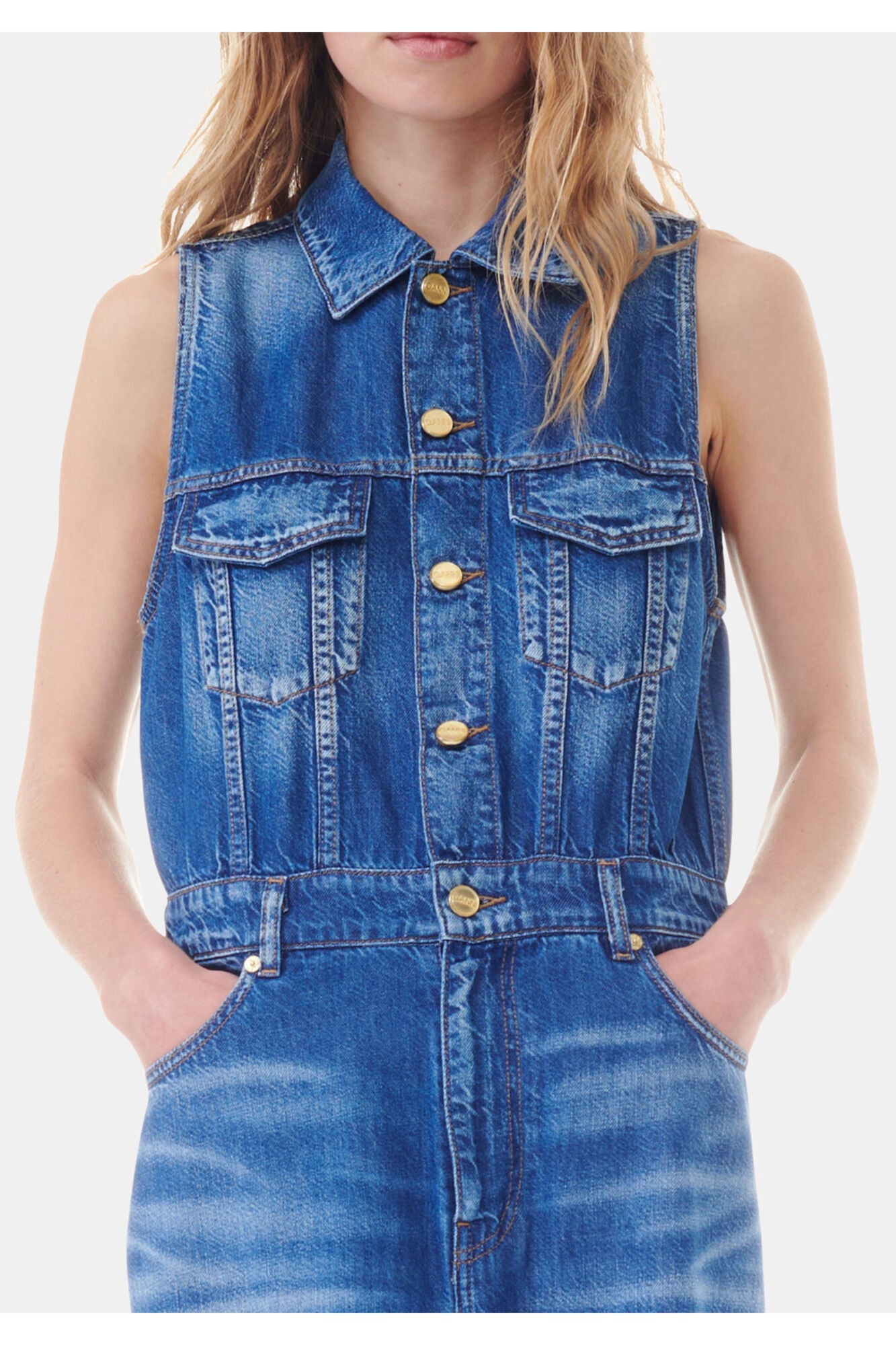 Denim Long Dress | Mid Blue Vintage