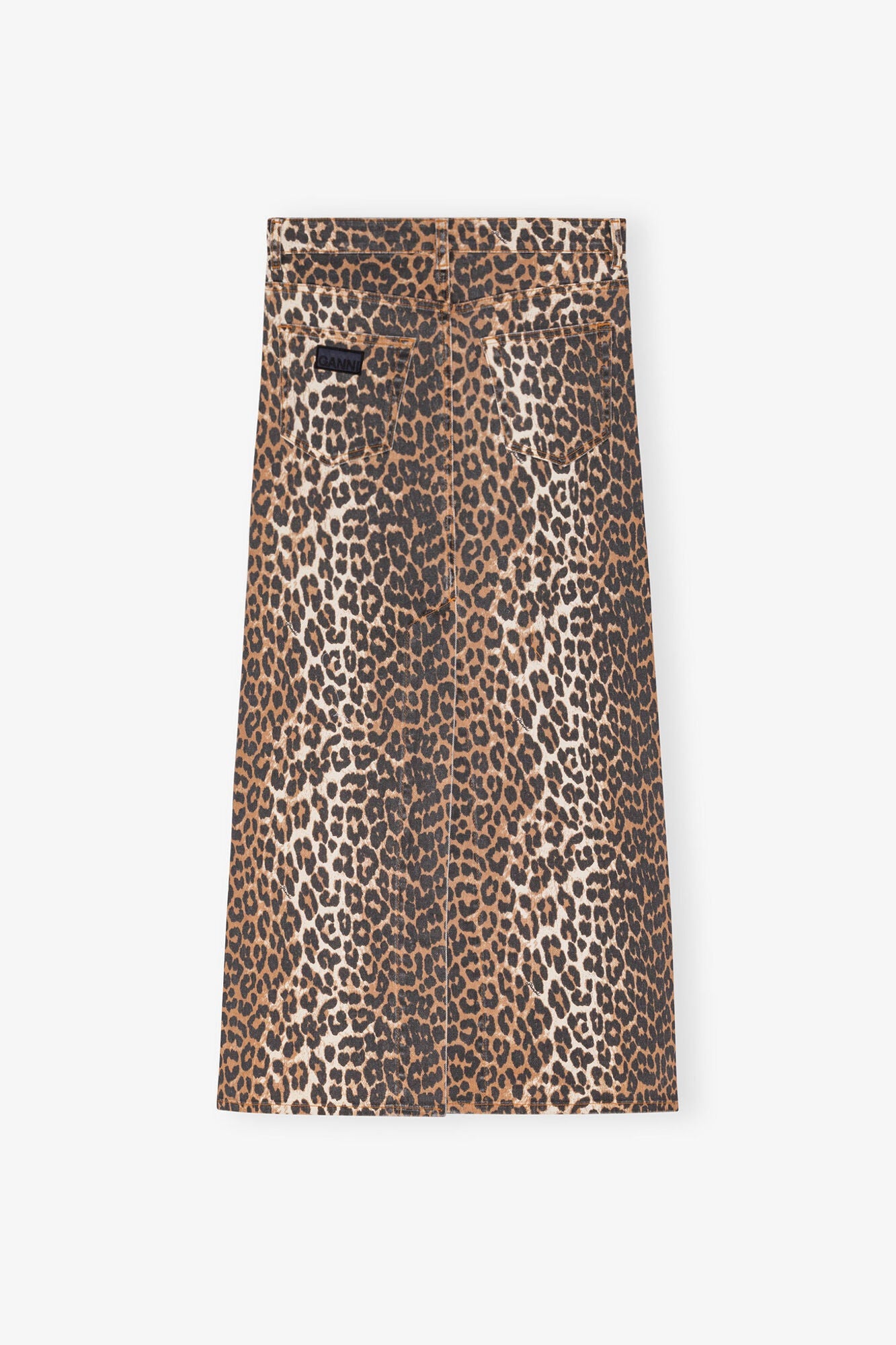 Denim Maxi Slit Skirt | Leopard