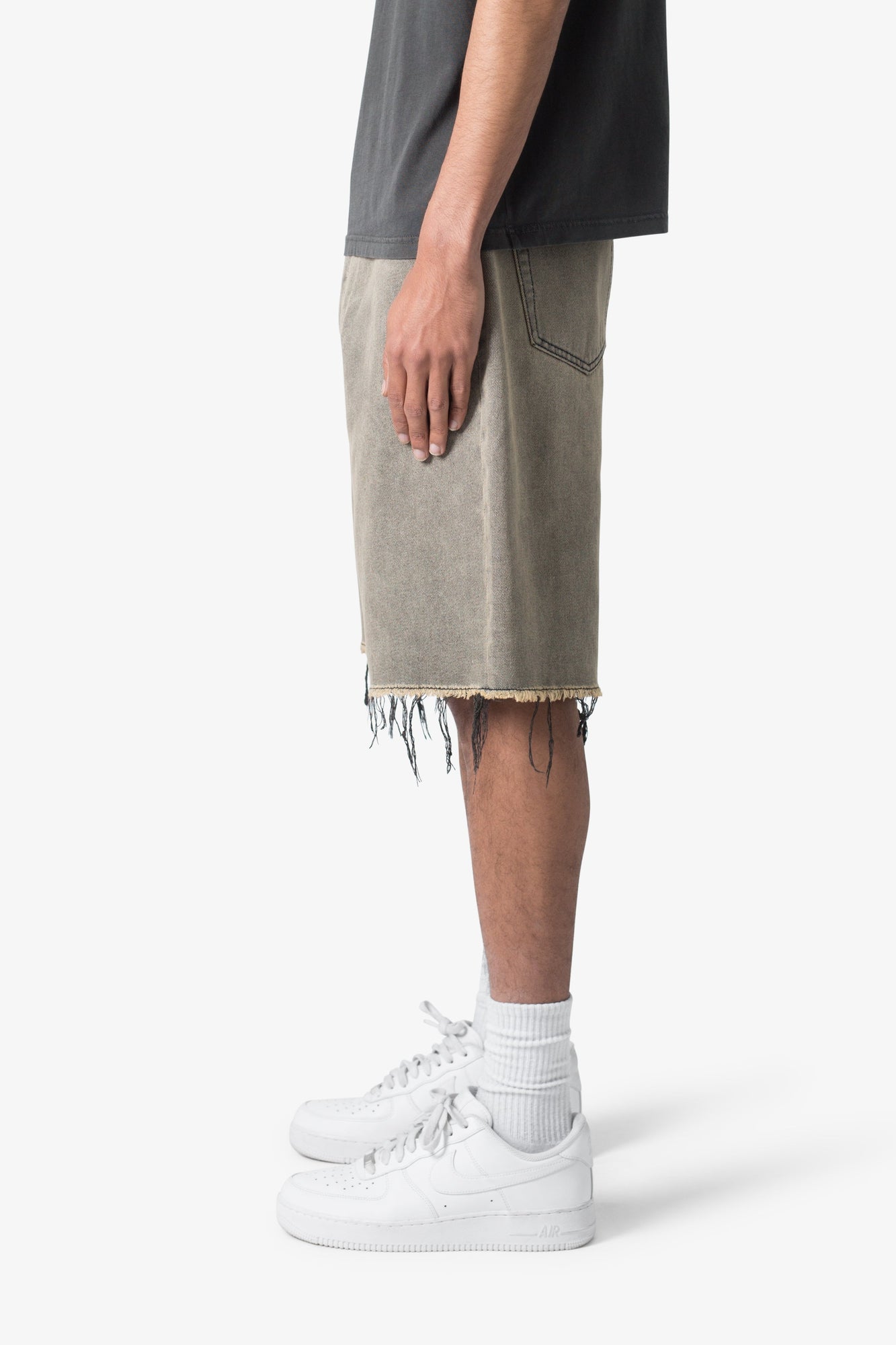 Distressed Mineral Denim Shorts | Brown
