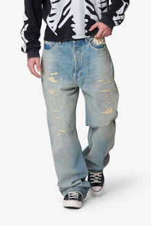 Distressed Ultra Baggy Denim | Blue