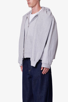 Double Layer Sleeve Scarf Hoodie | Grey
