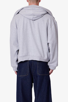 Double Layer Sleeve Scarf Hoodie | Grey