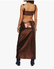 Double Belt Midi Skirt | Brown
