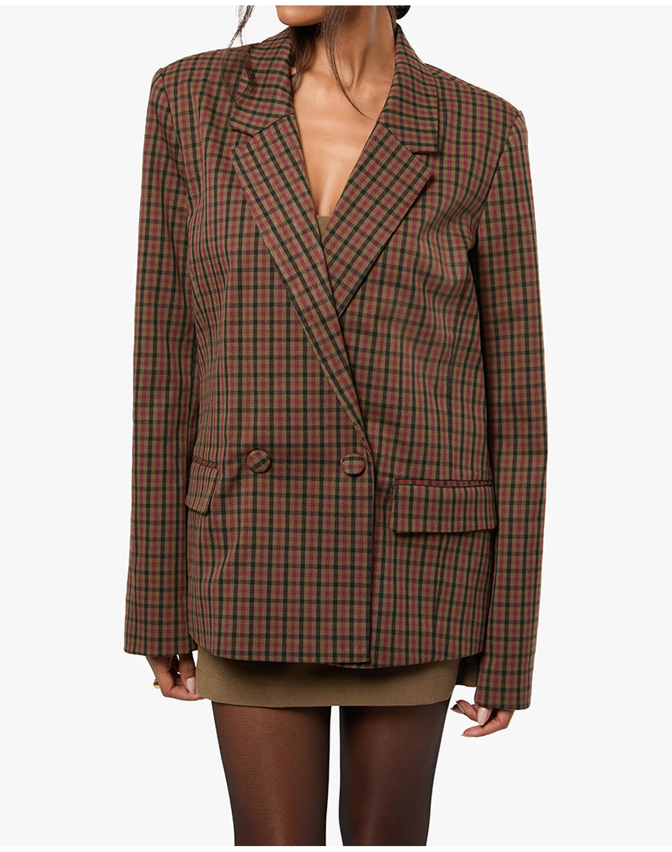Double Breasted Boxy Blazer | Plaid Kangaroo