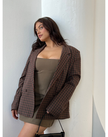 Double Breasted Boxy Blazer | Plaid Kangaroo