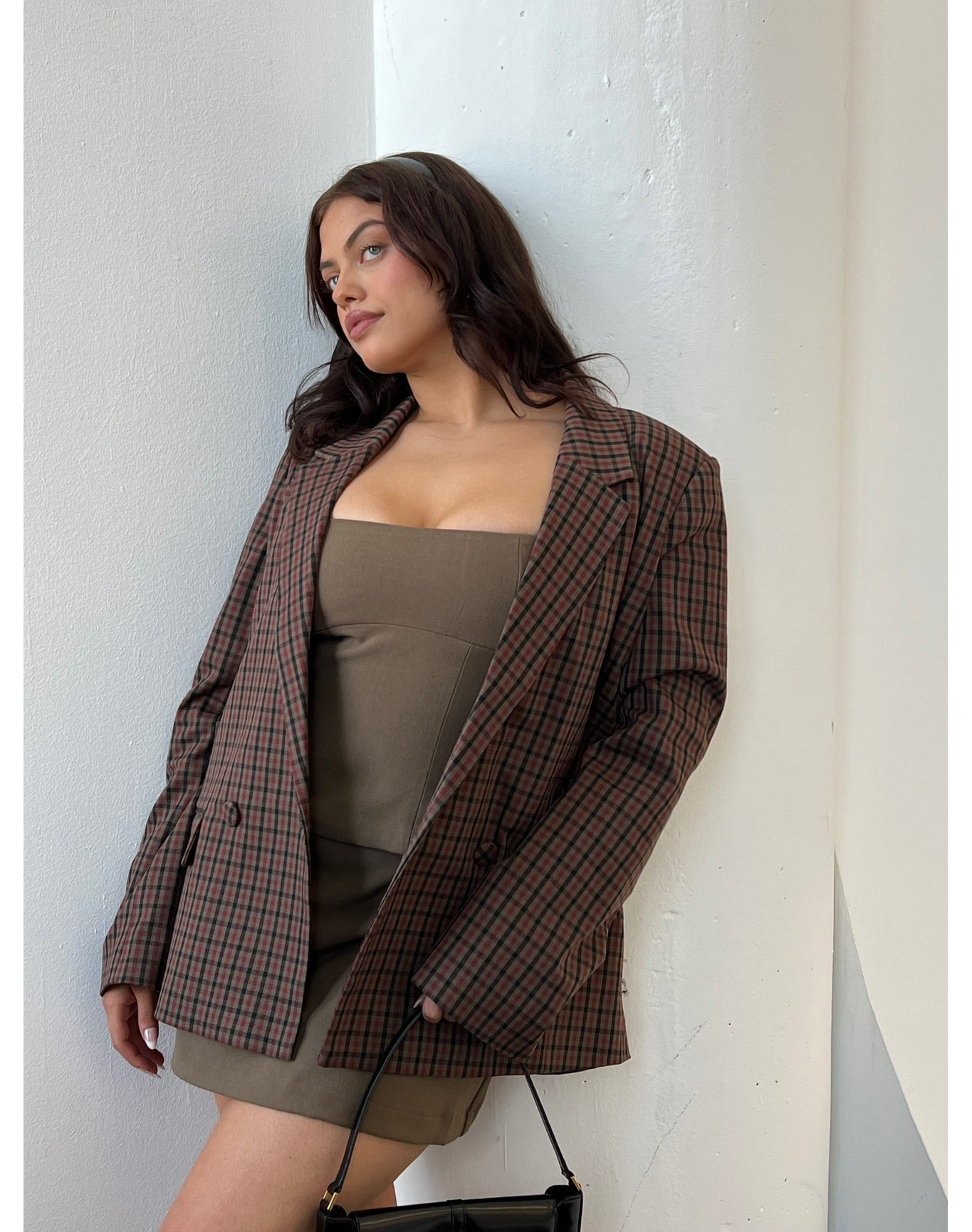 Double Breasted Boxy Blazer | Plaid Kangaroo