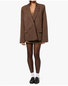 Double Breasted Boxy Blazer | Plaid Kangaroo