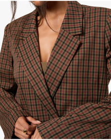 Double Breasted Boxy Blazer | Plaid Kangaroo