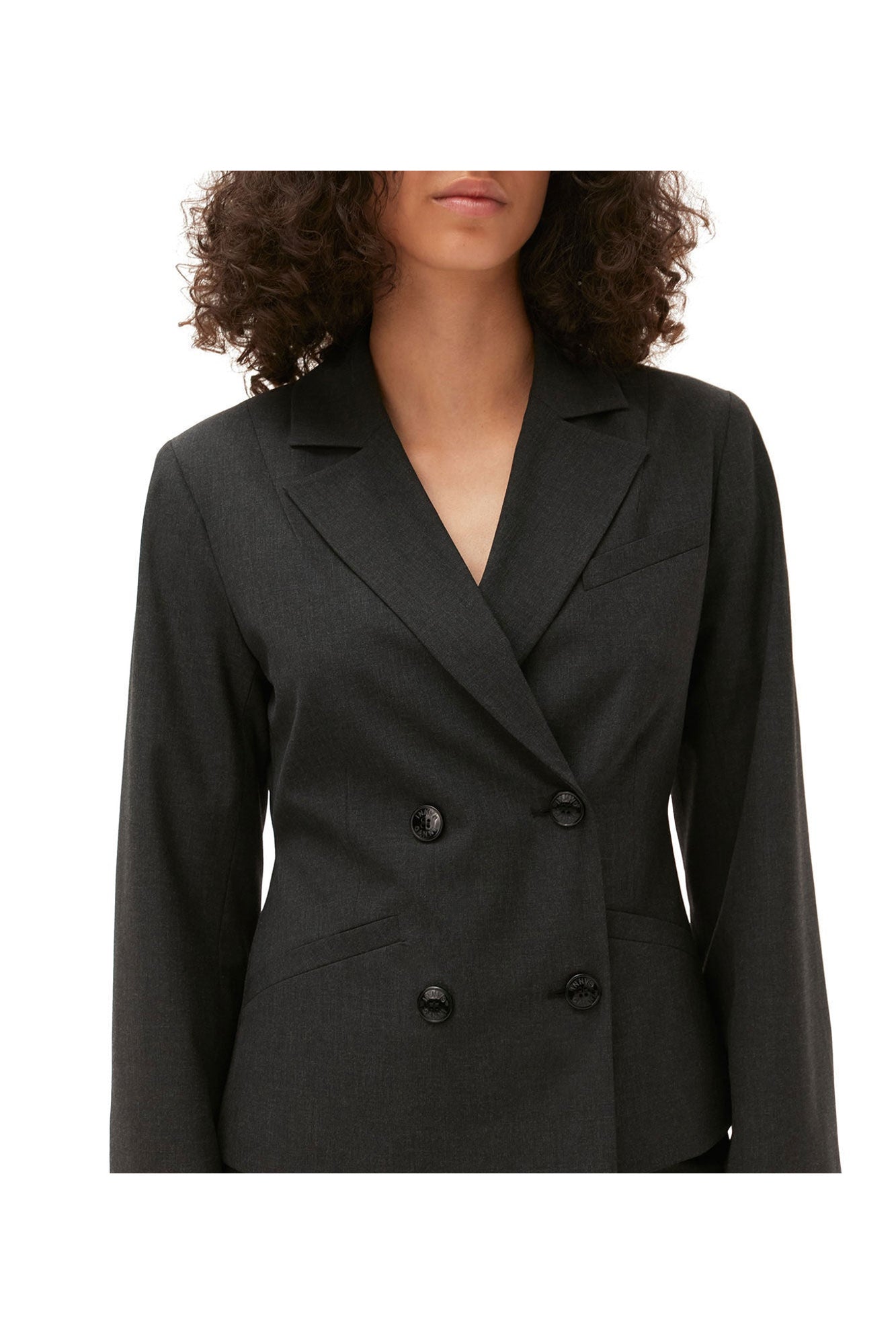 Drapey Melange Fitted Blazer | Phantom