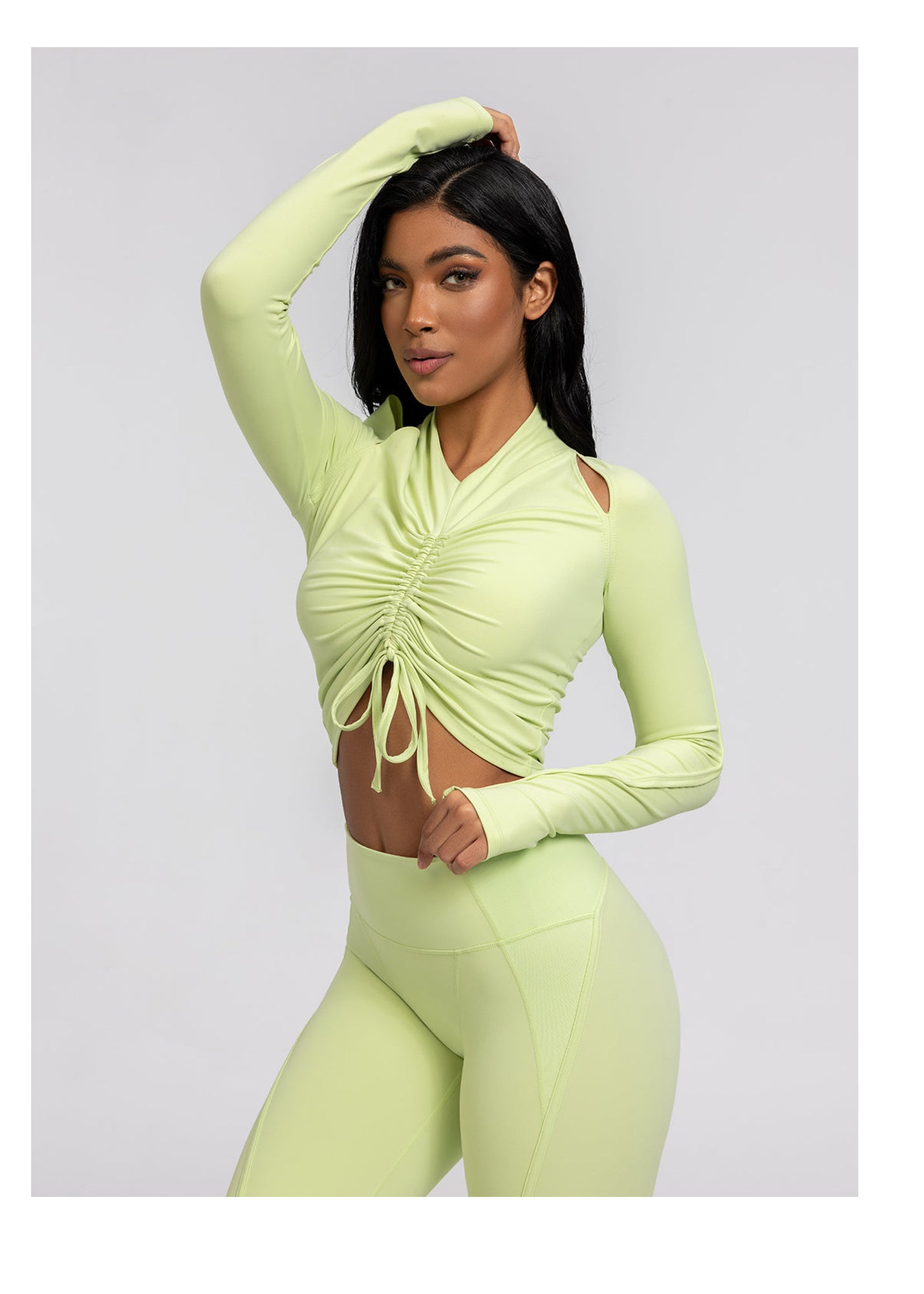 Drawstring Crop Top | Cool Matcha