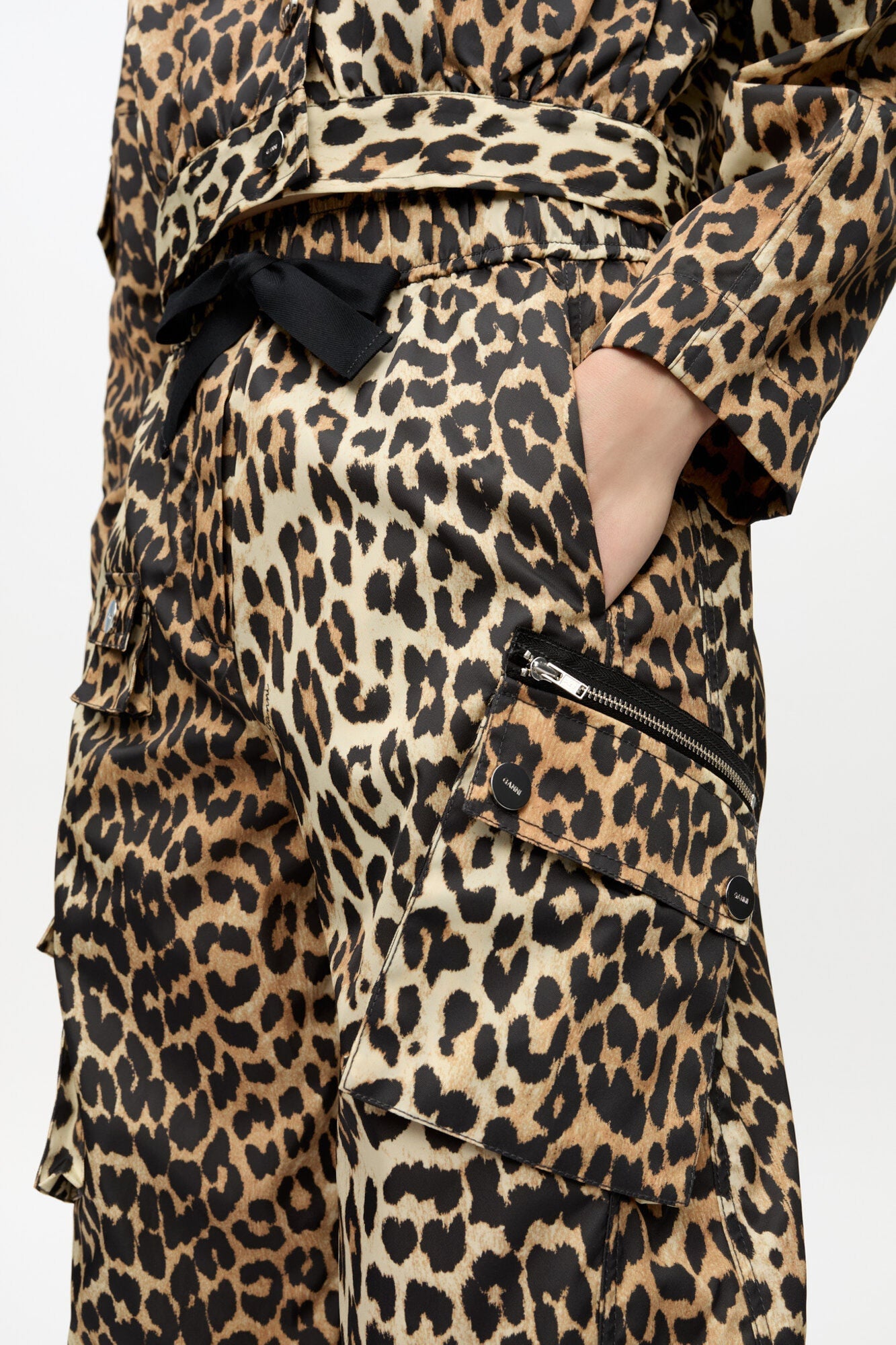 Duchesse Nylon Cargo Trousers | Leopard