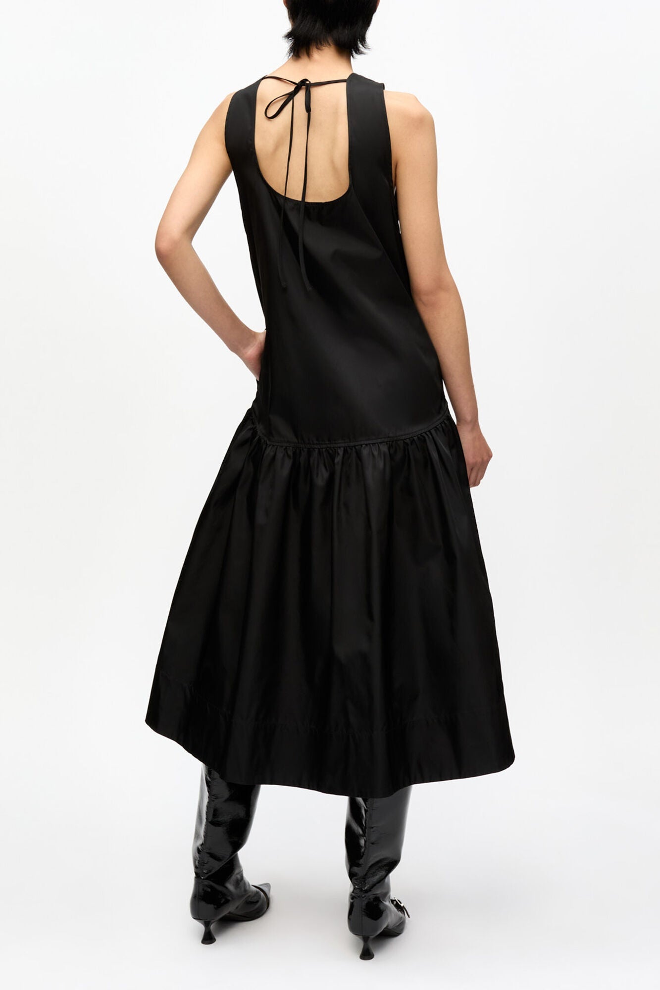 Duchesse Nylon Midi Dress | Black