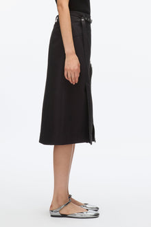 Utility Skirt with Zip Chiffon Godet | Black