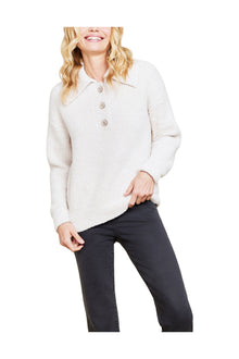Womens | Cozychic Button Pullover | Heathered Stone/Cream