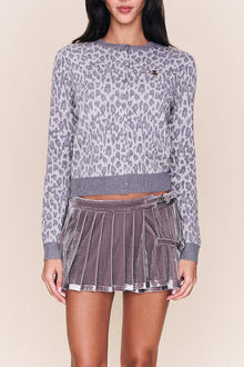 Womens | June Relaxed Wool Cardigan | Grey Leopard