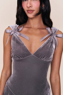 Womens | Aria Velvet Mini Dress | Gunmetal