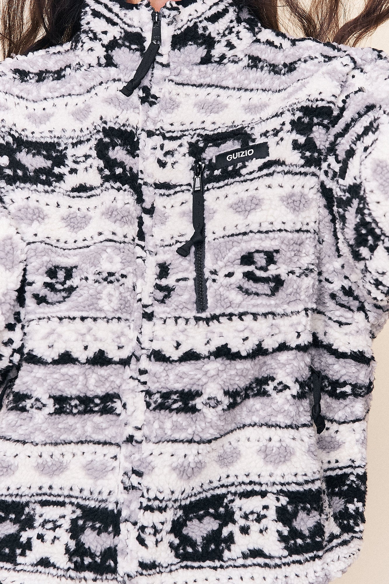 Womens | Guizio Sherpa Zip Up Jacket | Fair Isle