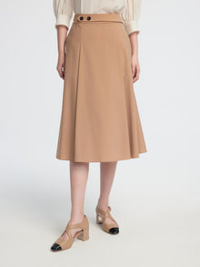 Vintage Collegiate Style Midi Skirt | Khaki