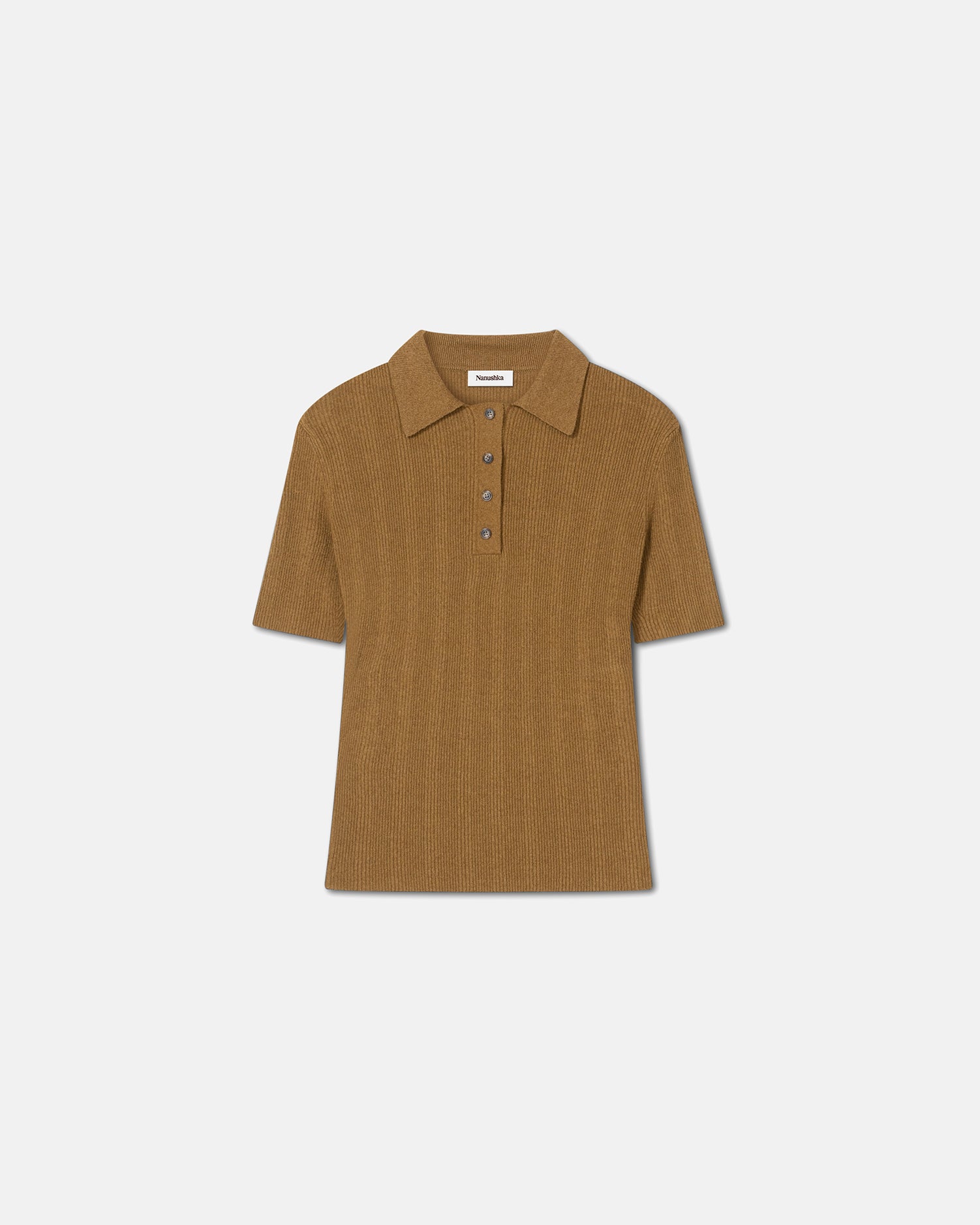 Elani Terry-Knit Polo | Golden Brown