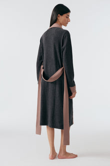 Cashmere Robe | Charcoal/Mauve