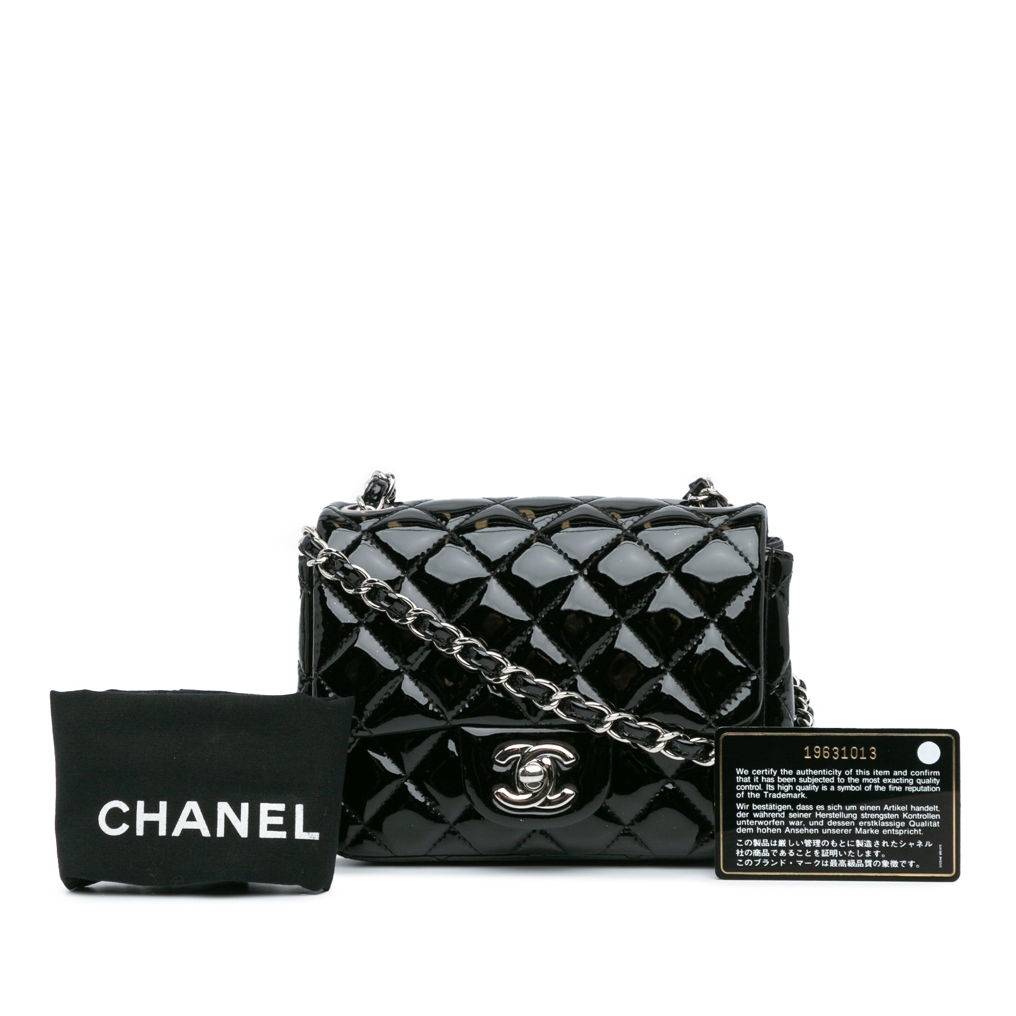 Chanel | Pre-Owned Mini Square Classic Patent Single Flap - XII | Black