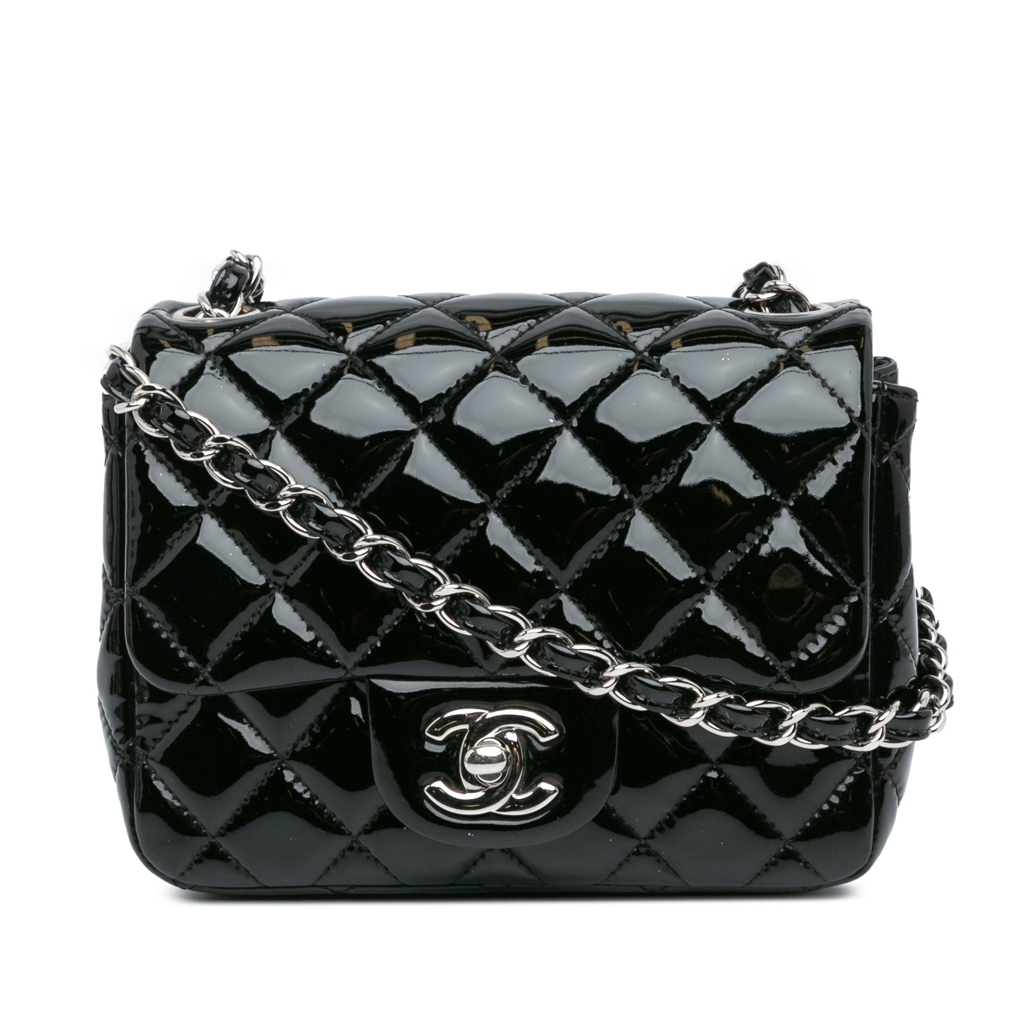 Chanel | Pre-Owned Mini Square Classic Patent Single Flap - XII | Black