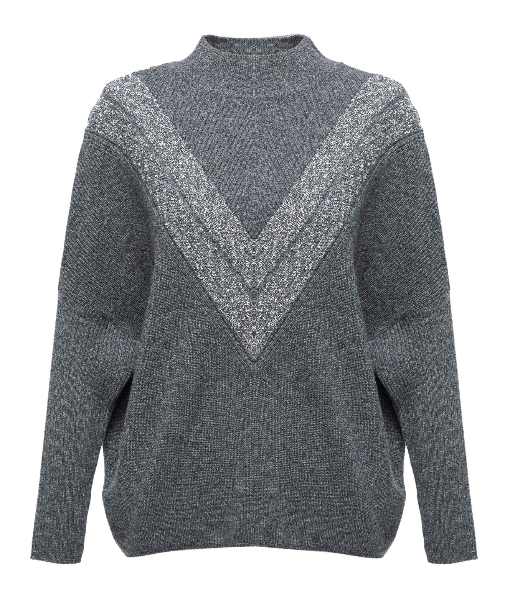 Turtleneck Sweater With Patterned Knit | Grey