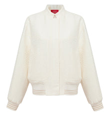 Chinese Style Stand-Up Collar Flight Jacket | White