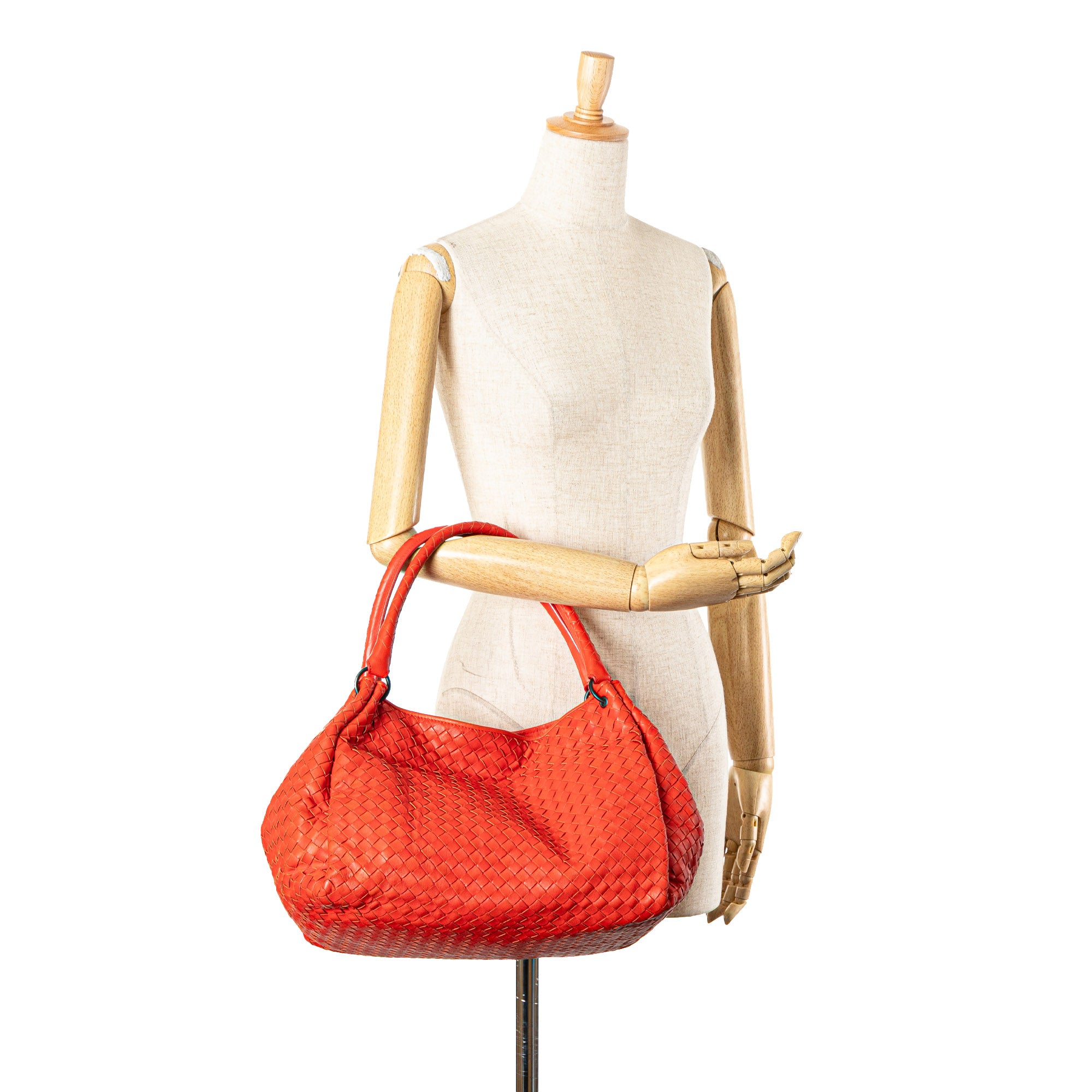 Bottega Veneta | Pre-Owned Nappa Intrecciato Parachute Tote | Red