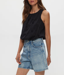 Hazel Eyelet Bubble Top | Black