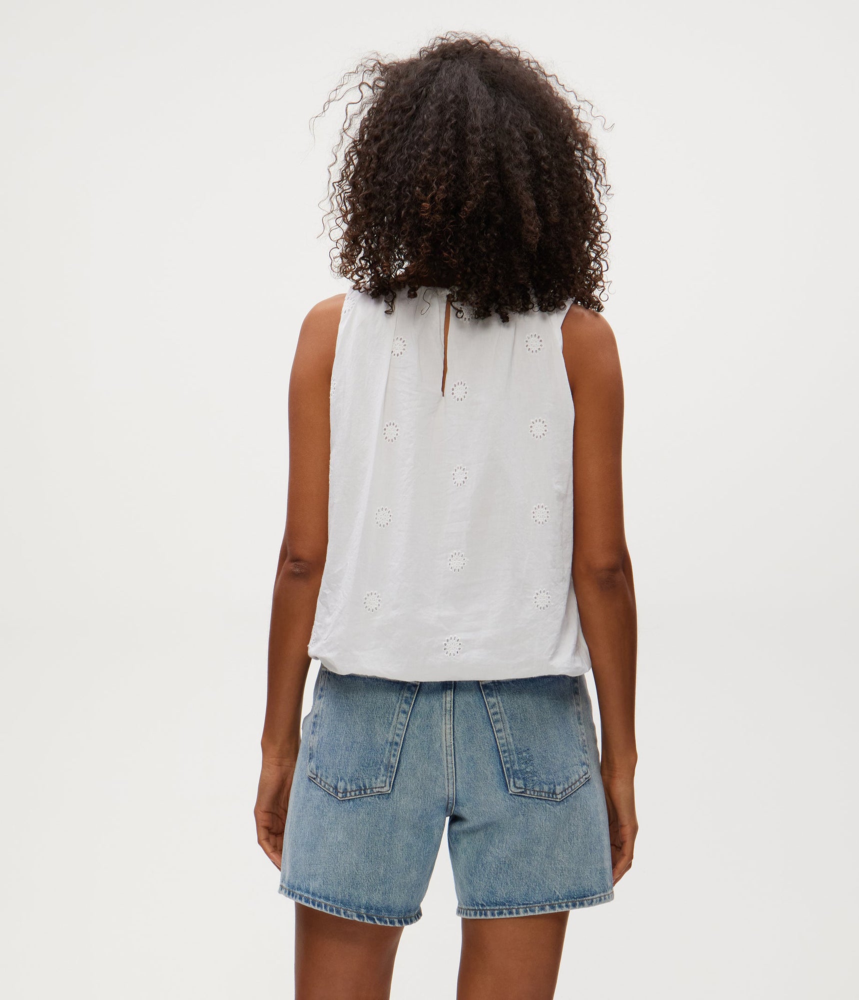 Hazel Eyelet Bubble Top | White