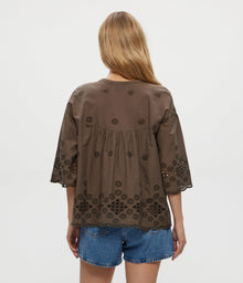 Gloria Eyelet Flutter Top | Kalamata