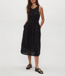 Faith Eyelet Midi Dress | Black