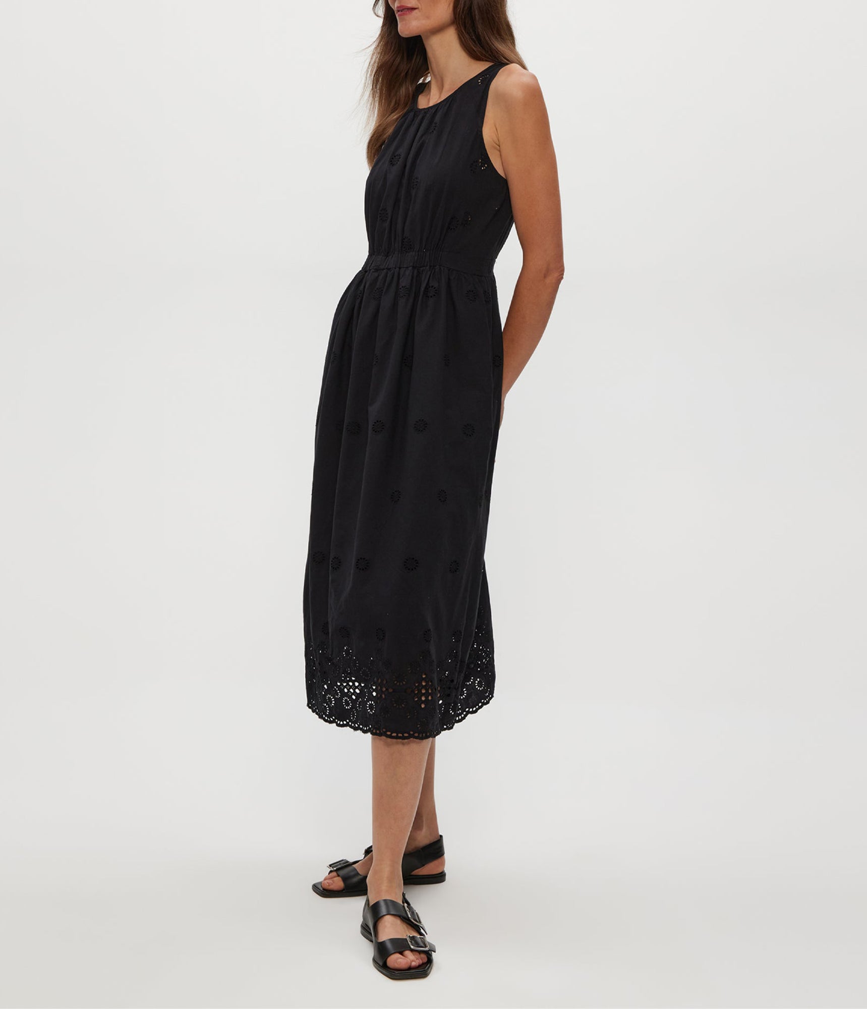Faith Eyelet Midi Dress | Black