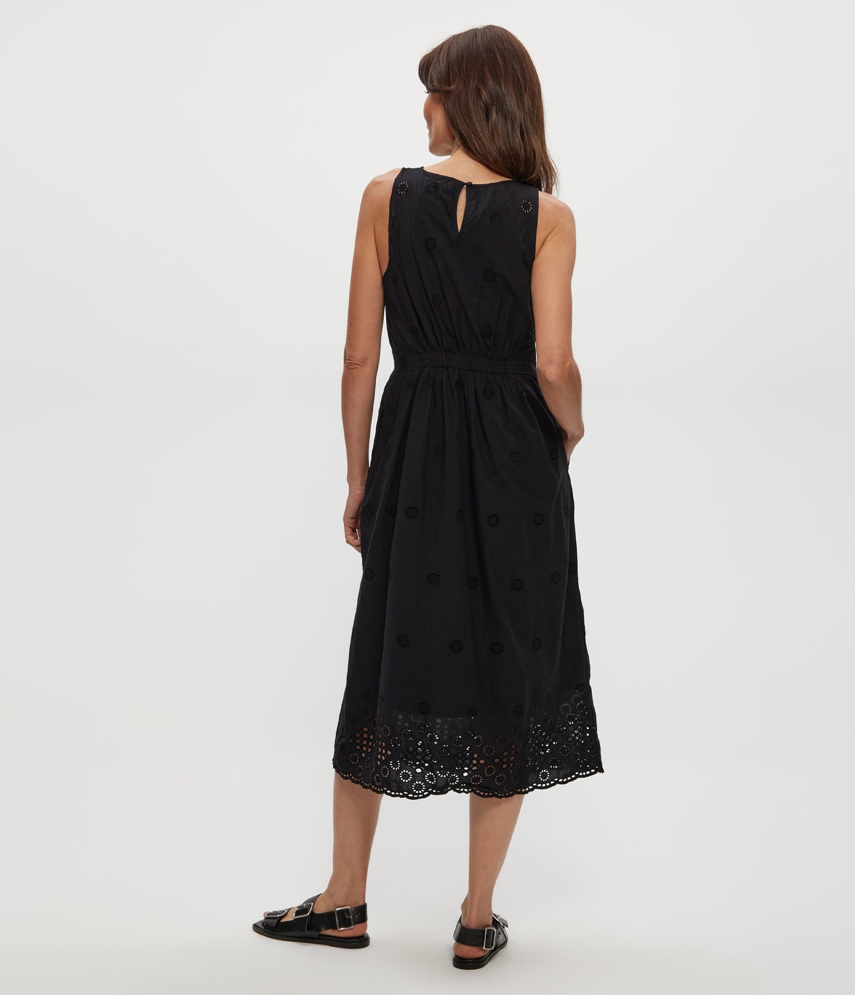 Faith Eyelet Midi Dress | Black