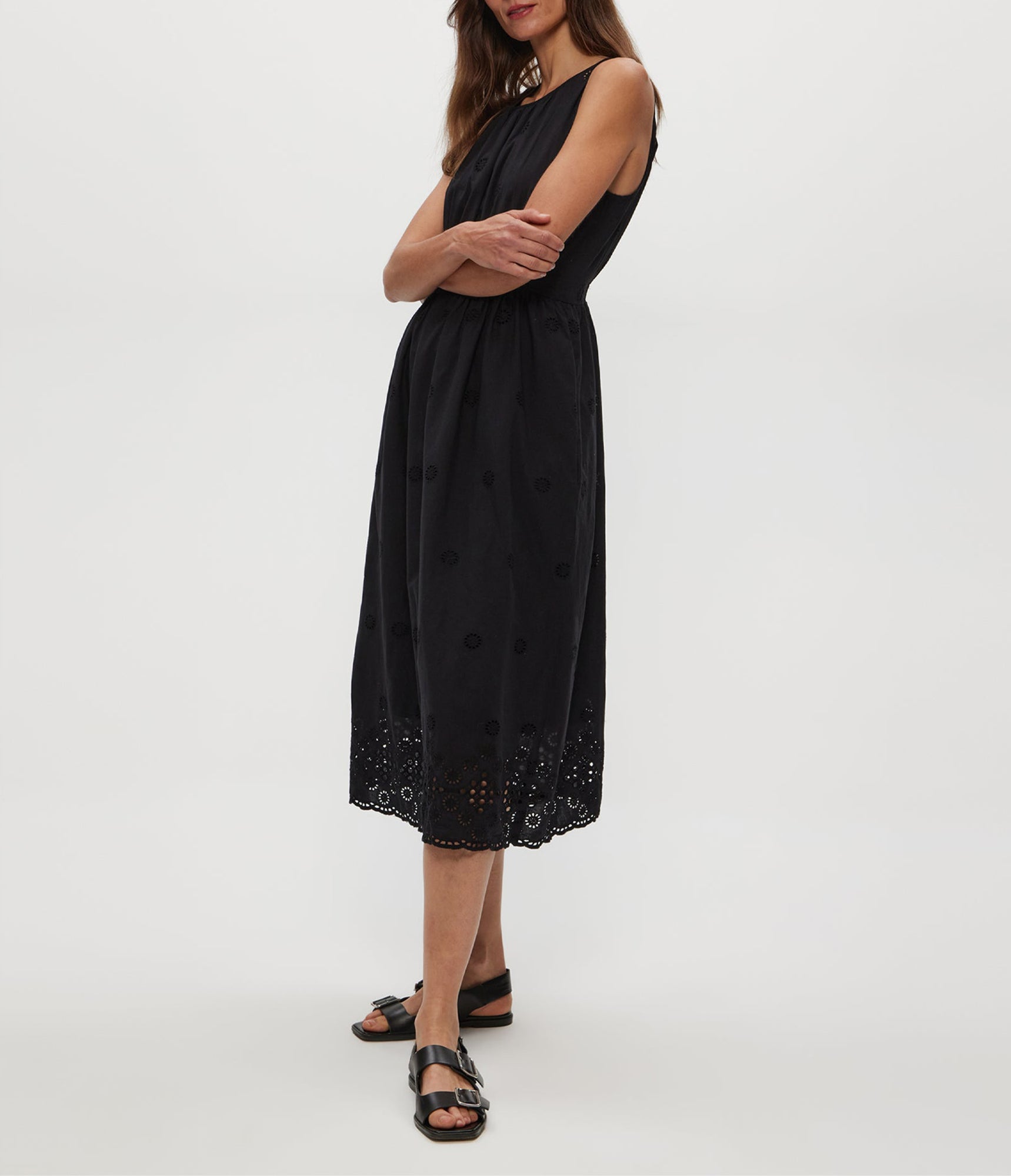 Faith Eyelet Midi Dress | Black