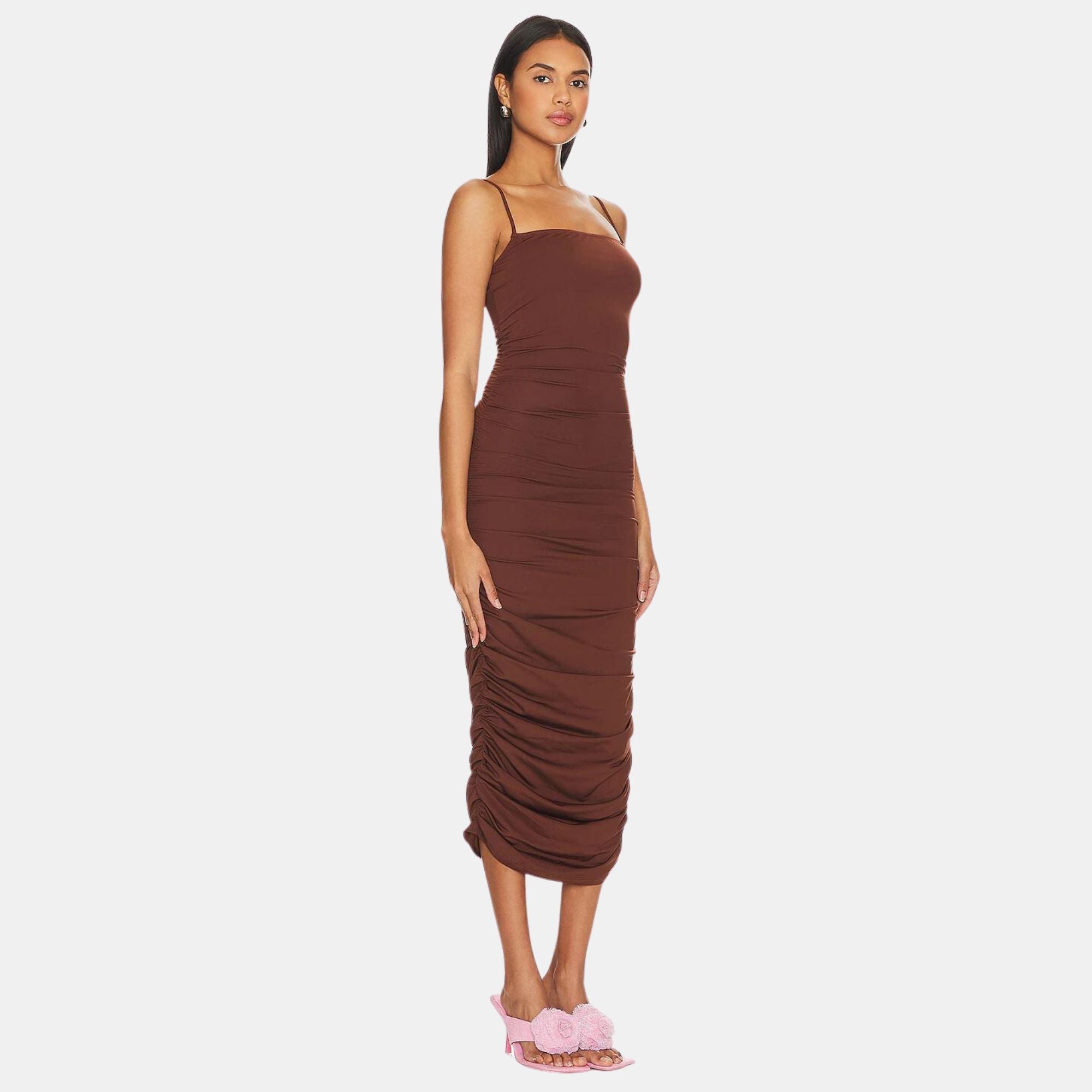 OW Collection EZRA Midi Dress Account 175 - Cappuccino