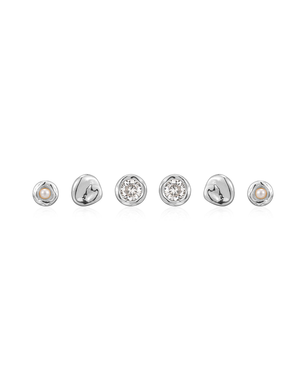 The Eclectic Studs Set | Plated Silver