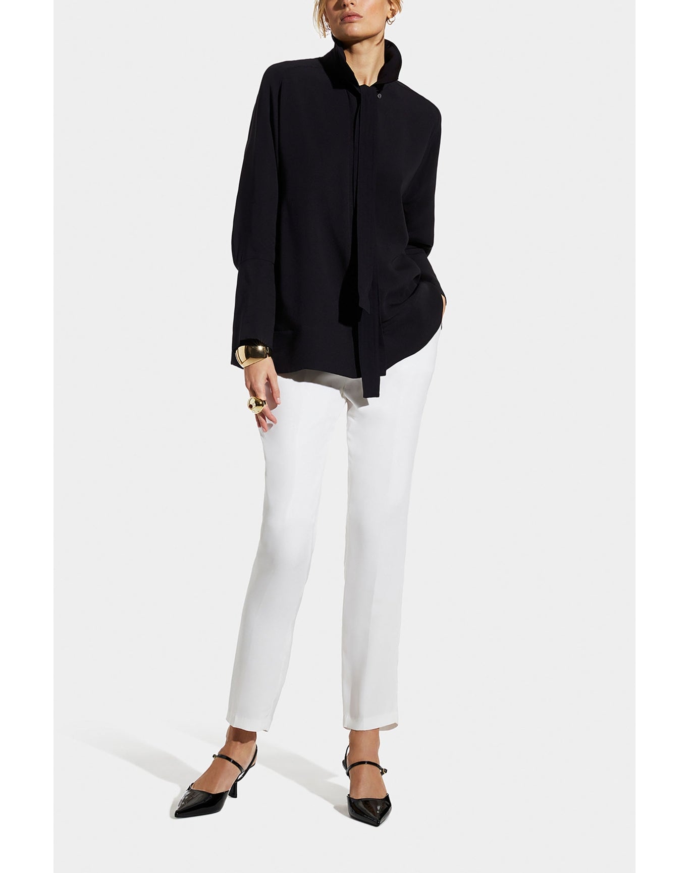Edna Belted Shirt Jacket | Black