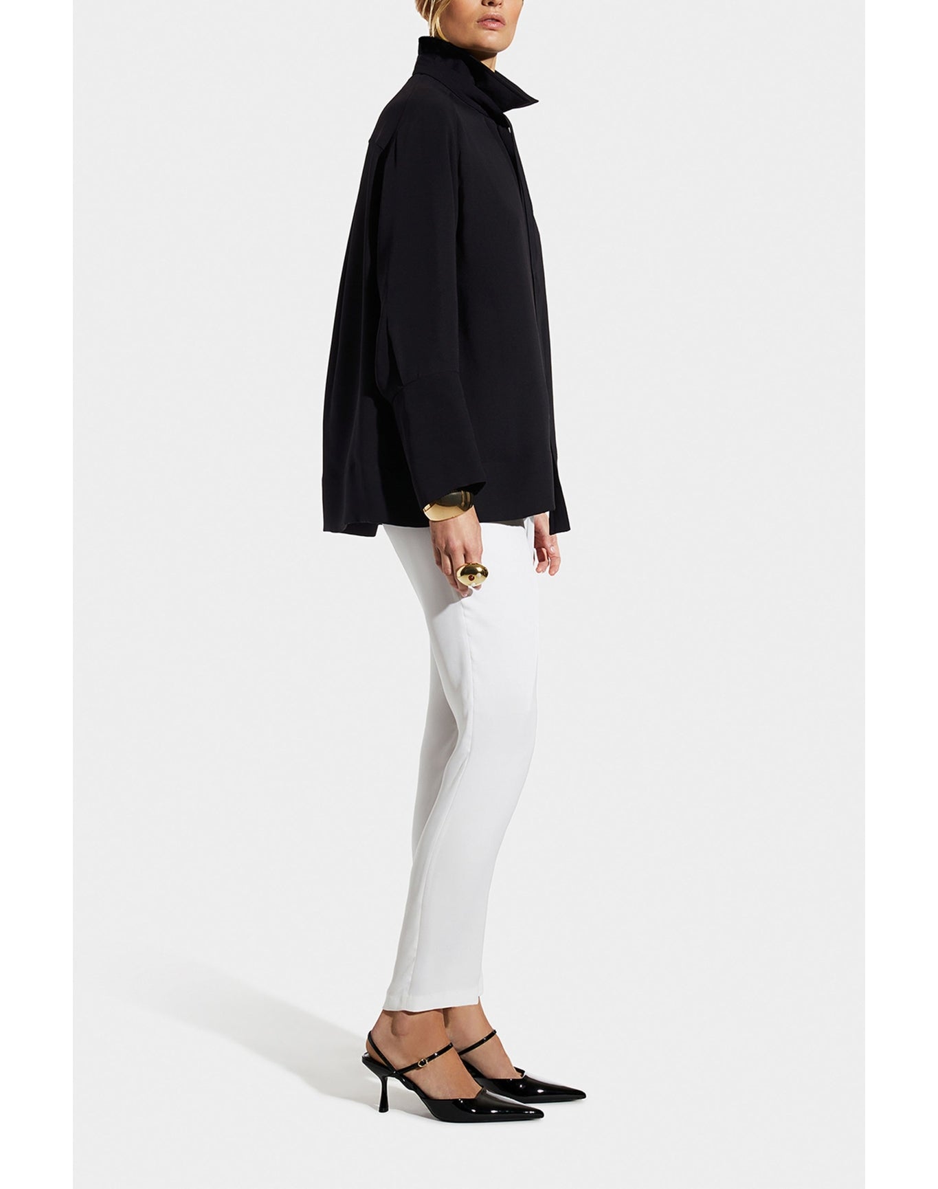 Edna Belted Shirt Jacket | Black