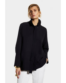 Edna Belted Shirt Jacket | Black