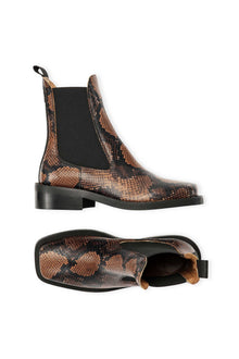 Embossed Snakeskin Chelsea Boots | Cognac